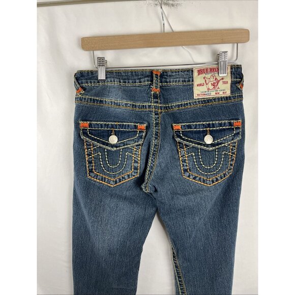 True Religion Vintage Joey Low Rise Flared Embroidered Jeans Womens Size 28 - Picture 7 of 13
